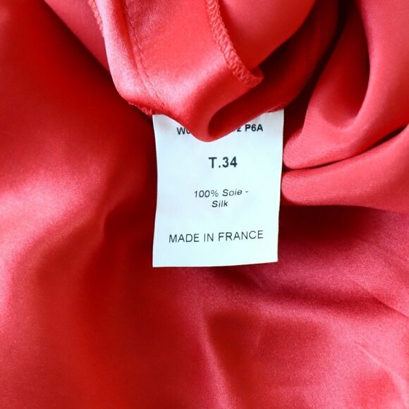 Lanvin Pink Geranium Knotted Draped Fluid Silk Satin Blouson Dress NEW NWOT 34 - Picture 10 of 11